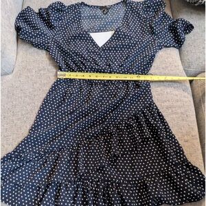 Aqua Puff sleeve, v neck faux wrap dress Size L.